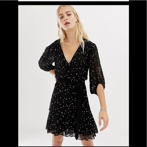 Allsaints wrap star black dress size XS new